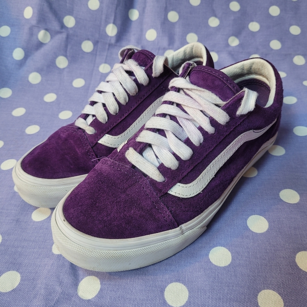 Vans Heiq Q Water Repellent Purple Velvety Suede Skate Low Tops Classic Shoe